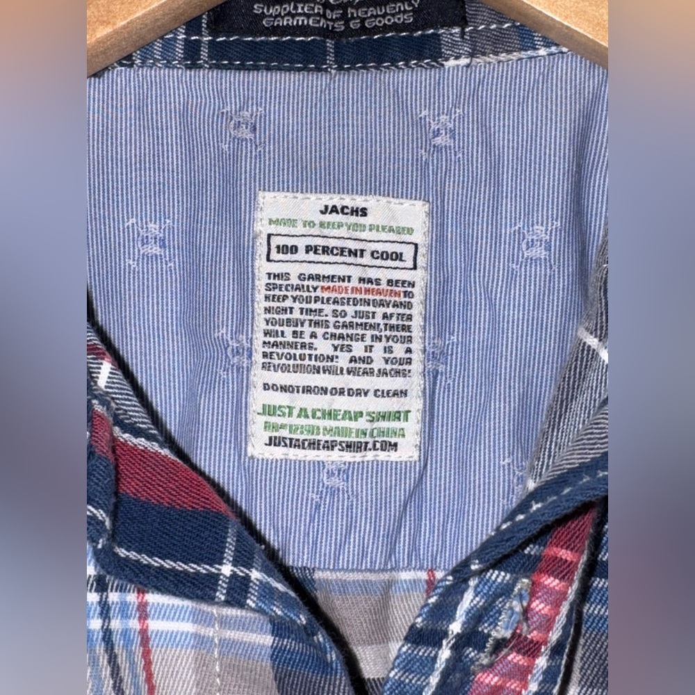 JACHS Boys Plaid Flannel Button-Down Shirt | 100% Cotton | Rule the World Patch - Picture 5 of 11
